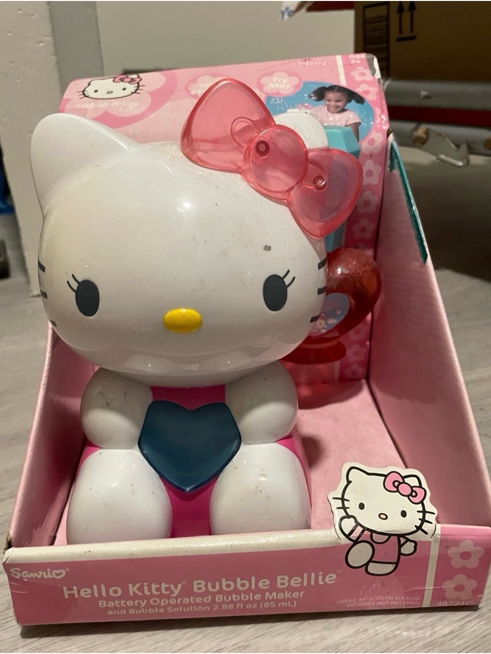 Hello Kitty White and Pink Bubble Toy with Blue Heart